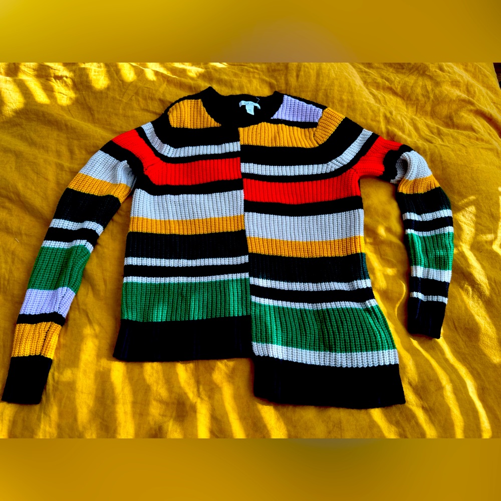 NINE WEST FUNKY RAINBOW RETRO ASYMMETRICAL SWEATER 90S 2000S